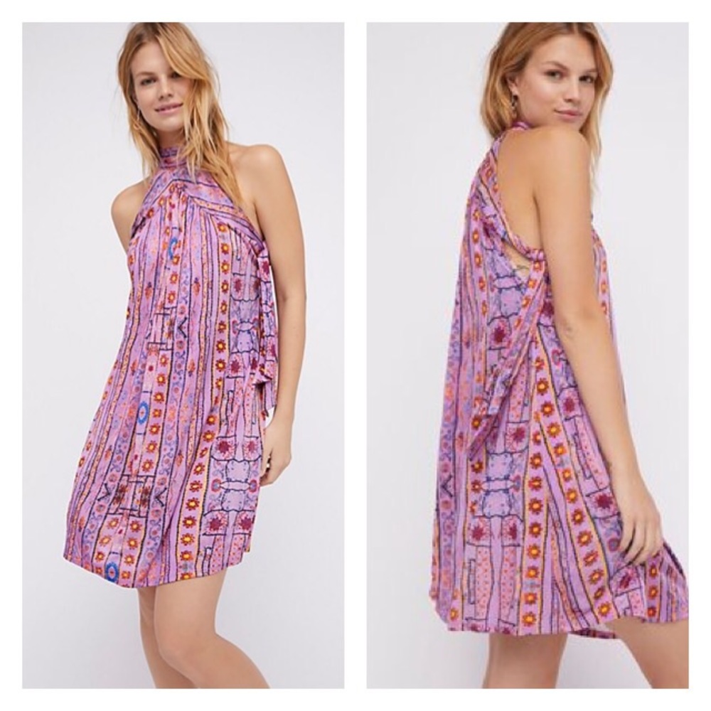 NWOT Free People Cheek To Cheek Off Shoulder Print Dress XS